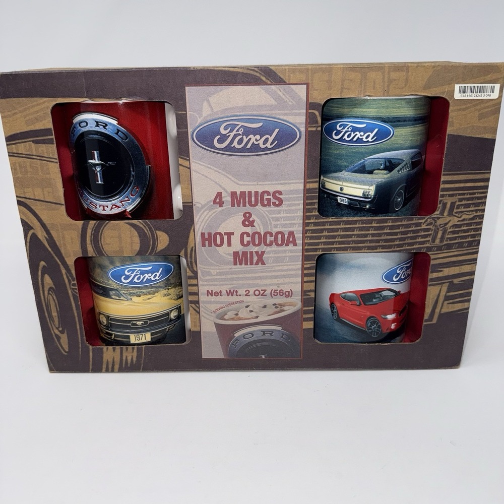 Ford Mustang Collectible 4-Piece Coffee Mug and Hot Cocoa Set 1965 1971 2015